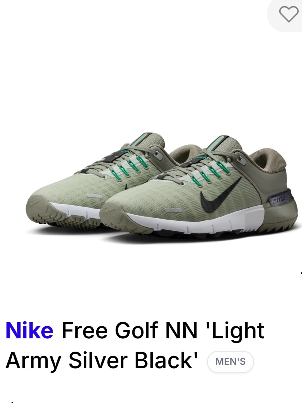 Men’s Nike Free Golf NN Light Army Green Black
